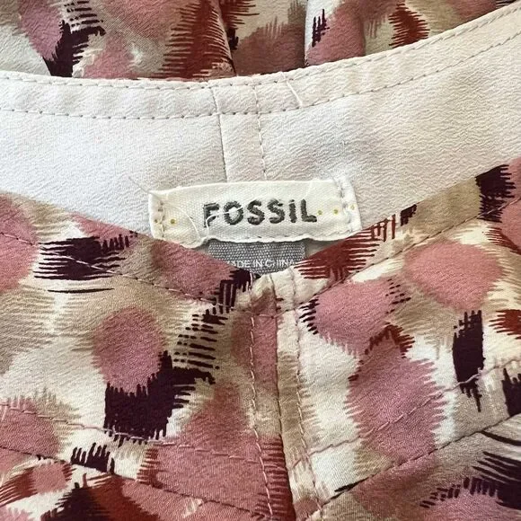 Fossil Mauve Pink Print Babydoll Dress, M - Picture 6 of 8